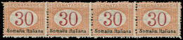 SOMALIE ITALIENNE Taxe ** - 15II, Bande De 4 Horizontale, Dentelure Irrégulière: 30c (Sas. 26) - Cote: 2800 - Somalia