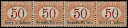 SOMALIE ITALIENNE Taxe ** - 17 II, Bande De 4 Horizontale: 50c. (Sas. 28) - Cote: 2800 - Somalia