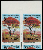 ZIMBABWE Poste ** - 29, Paire Cdf, Piquage Horizontal Totalement Décalé ("5c." En Bas): Arbre Brachystegia - Zimbabwe (1980-...)