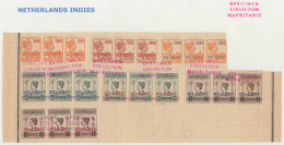 INDE NEERLANDAISE Poste SPE - 125/31, 7 Bandes De 3 Sur Page Album UPU, Surcharge Rouge "spécimen Collection Mauritanie" - Indie Olandesi