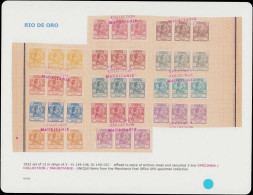 RIO DE ORO Poste SPE - 134/46, Série Complète De 13 Bandes De 3 (n° 000) Sur Page D'album UPU, Surcharge Rouge "spécimen - Rio De Oro