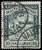 MALTE Poste O - 16, Très Beau: 10/- Bleu-noir - Cote: 110 - Malta (...-1964)