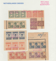 INDE NEERLANDAISE Poste SPE - 132 + 134 + 136/142, 9 Bandes De 3 Sur Page D'album UPU, Surcharge Rouge "spécimen Collect - Niederländisch-Indien
