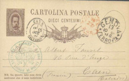ITALIE ITALIA   - GENOVA  GENES - DIVERS CACHETS POSTAUX 1881  - ENTIER POSTAL - CARTE POSTALE - Postwaardestukken