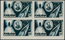 MONACO Poste Aérienne ** - 60, Bloc De 4 Essais En Bleu-noir, Monochrome, Cdf: 200f. Jules Verne, Fusée - Altri & Non Classificati