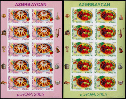 RUSSIE AZERBAIDJAN Poste ** - 52324, 2 Feuillets De 10, Non Dentelés, Papier Normal: Europa 2005, Gastronomie - Azerbaidjan