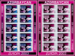 RUSSIE AZERBAIDJAN Poste ESS - 460/61, 12 Feuillets De 10 Essais Différents Non Dentelés: Europa 2003, Terrorisme, Sport - Azerbaidjan