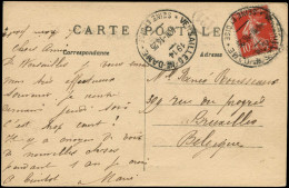 FRANCE Poste ESS - 138, CP Pour La Belgique, Cachet D'essai "Versailles Notre Dame 1914": 10c. Semeuse Rouge - Unused Stamps