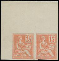 FRANCE Poste (*) - 117c, Paire Non Dentelée, Cdf: 15c. Mouchon - Cote: 550 - Unused Stamps