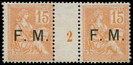 FRANCE Franchise (*) - 1, Paire, Millésime "2": 15c. Orange - Cote: 350 - Francobolli  Di Franchigia Militare