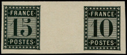 FRANCE Poste ESS - Essai De L'Imprimerie Nationale, Paire Interpanneau: 10c. + 15c (Spink) - Cote: 800 - 1871-1875 Cérès