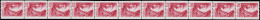 FRANCE Roulettes ** - 70, Bande De 11 Verticale Dont 3 Exemplaires Bandes De Phospho à Cheval: 1f. Sabine Rouge - Coil Stamps