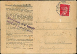 Judaica Poste LET - Allemagne, Enveloppe En-tête: "Konzentration Lager Auschwitz", Cad 22/8/43, Griffe Violette 2 Lignes - Judaisme