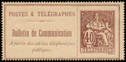 FRANCE Téléphone (*) - 26, Sans Fond De Sécurité: 40c. Brun - Cote: 95 - Telegraph And Telephone