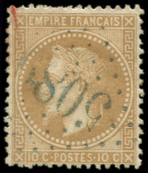 FRANCE Poste O - 28B, Oblitéré GC "5089" (Jaffa): 10c. Bistre - Cote: 160 - 1863-1870 Napoléon III Con Laureles