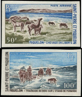 SAINT PIERRE & MIQUELON Poste Aérienne ** - 44/45, Non Dentelés: Chevaux Et Trainage Du Bois (Maury) - Cote: 90 - Ongebruikt