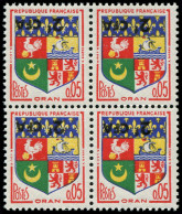 REUNION Poste ** - 343b, Bloc De 4, Surcharge Renversée: 2f. S. C. Oran - Cote: 4800 - Unused Stamps