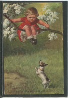 19295 Fillette Assisse Sur Une Branche D'arbre Fuiant Un Petit Chien - Tu Mir Nichts Ich Tu Dir Auch Nichs. - Fialkowska, Wally