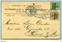 CP Commerciale ( Contructions Detrembleur Verviers ) Censurée 1916 - Cartes Postales 1909-1934