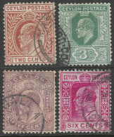 Ceylon. 1904-05 KEVII. Mult Crown CA W/M. 4 Used Values To 6c. SG 277etc. M7030 - Ceylan (...-1947)