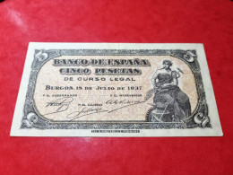 BILLETE ESPAÑA 5 PESETAS 1937 EBC+ / AUNC SPAIN BANKNOTE *COMPRAS MULTIPLES CONSULTAR* - 5 Pesetas