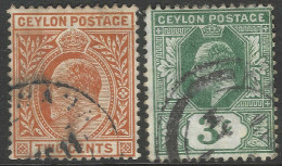 Ceylon. 1910-11 KEVII. 2c, 3c Used. SG 292, 293. M7031 - Ceylan (...-1947)