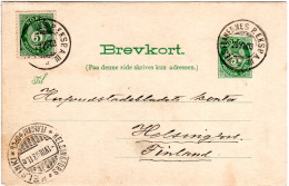 Norwegen 1905, 5 öre Zusatzfr. Auf 5 öre Ganzsache M. Bahnpost Stpl. N. Finnland - Storia Postale