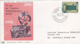 Suisse --1970--FDC--75 Ans Du Télégraphe Suisse --cachet BERN Du 26-2-1970--(enregistreur Morse à Encre) - FDC