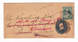 Postal Stationery 1887 USA Anvers Belgique Stamp George Washington Two Cents - ...-1900