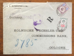 Grossbritanien - Deutschland, Siegel Brief " B.W. BLYDENSTEIN & Co.,London - Kölner Wechsel U. Commissions Bank " 1903 - Storia Postale