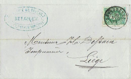 N°30 S/LAC Obl DC HENNUYERES (1873) > LIEGE - Cachet + Entête PAPETERIES DE FAUQUEZ  De CH. ET. CATALA - 1869-1883 Leopold II