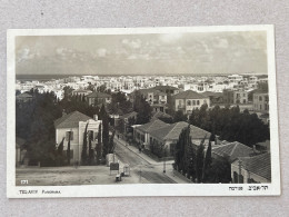 REAL PHOTO POSTCARD BY ELIAHU BROS - TEL AVIV, PANORAMA, Nachalat Binyamin, Corner Of Ahad Ha'am St. PALESTINE, ISRAEL - Palestina