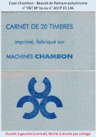 FRANCE - Carnet Essai Chambon - Beauté De Palmyre Polychrome - YT BP 1a / ACCP ES 146 - Proefdrukken, , Niet-uitgegeven, Experimentele Vignetten
