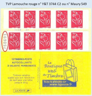 FRANCE - Carnet Numéro 750691 - TVP Lamouche Rouge - YT 3744 C2 / Maury 549 - Modern : 1959-…