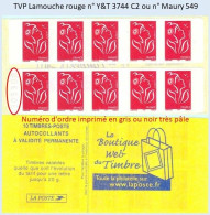 FRANCE - Carnet Numéro 305XXX - TVP Lamouche Rouge - YT 3744 C2 / Maury 549 - Modern : 1959-…