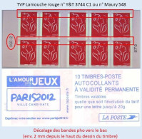 FRANCE - Carnet RGR-2, Barres Pho Décalées Vers Le Bas - TVP Lamouche Rouge - YT 3744 C1 / Maury 548 - Modern : 1959-…