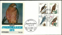 Germany, Federal Republic 1973 Mi 754-757 FDC  (FDC ZE5 GRM754-757c) - Adler & Greifvögel