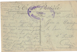 BORDEAUX Cachet Commissaire Militaire Gare - Militaire Stempels Vanaf 1900 (buiten De Oorlog)