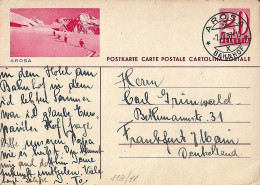 SCHWEIZ SUISSE 1937: Bild-PK CPI (20c) "AROSA" Mit Passendem ⊙ AROSA 7.IV.37 ⊙ Lieu semblant  Matching Postmark (RARE ! - Enteros Postales