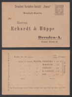 DRESDEN PRIVAT STADT POST / 1889 PRIVAT GSK - ENTIER POSTAL TSC POSTE PRIVEE DRESDE - CHARBON - Postes Privées & Locales