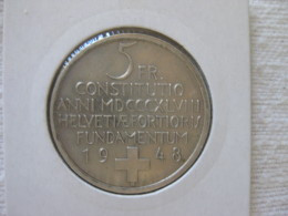 Suisse 5 Francs Commemoration 100 Ans De La Constitution Fédérale 1948 - Conmemorativos