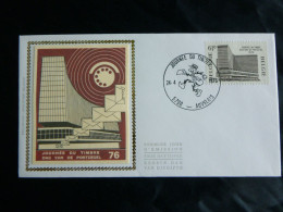 1976 1803 FDC Zijde/soie (Auvelais) : "Dag Van De Postzegel - Journée Du Timbre " - 1971-1980