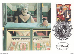 OSTERREICH Austria FDC 1999 Maximum Card Mi 2296 Modern Art "Caffee Girardi" Wolfgang Herzig - Maximumkarten (MC)