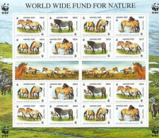 MONGOLIE 2000 - WWF - Chevaux Sauvages - Feuillet  - Ungebraucht