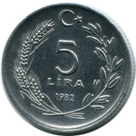 5 LIRA 1982 TURKEY Coin #AR038.U.A - Turkije