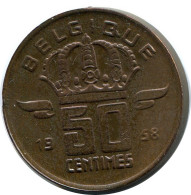50 CENTIMES 1958 Französisch Text BELGIEN BELGIUM Münze #BA459.D.A - 50 Cents