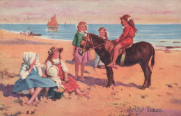 ASINO Animale BAMBINO Vintage CPA Cartolina #PAA012.A - Donkeys