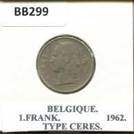 1 FRANC 1962 FRENCH Text BELGIQUE BELGIUM Pièce #BB299.F.A - 1 Franc