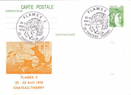 Entier FRANCE - Carte Repiquage Flamex 3 Château Thierry Obl. Avril 1978 - 0f80 Sabine Vert - Bijgewerkte Postkaarten  (voor 1995)