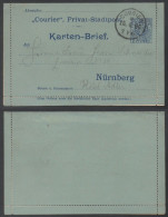 NÜRNBERG PRIVAT STADT POST / 1896 KARTENBRIEF - ENTIER POSTAL CARTE LETTRE POSTE PRIVEE NUREMBERG - Postes Privées & Locales